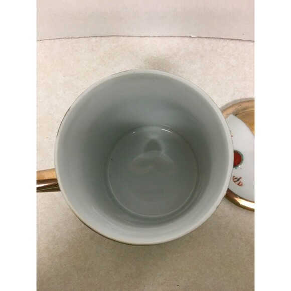Vintage Chinese Gold Trimmed Hand Painted Dragon Phoenix Mug Tea Cup With Lid - Picture 4 of 9
